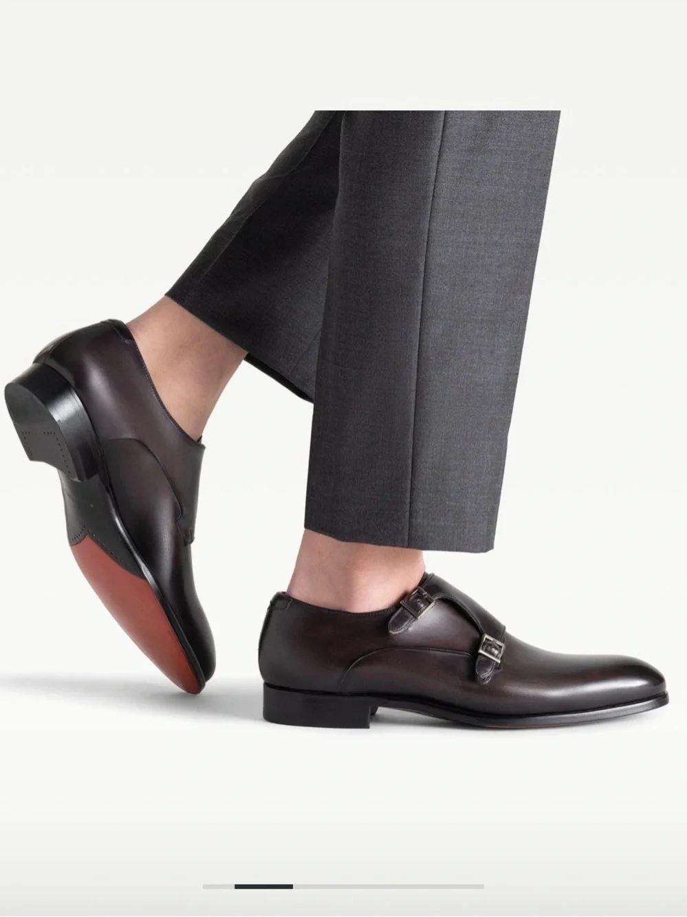 Magnanni Black Double Strap Leather Shoe New 10.5